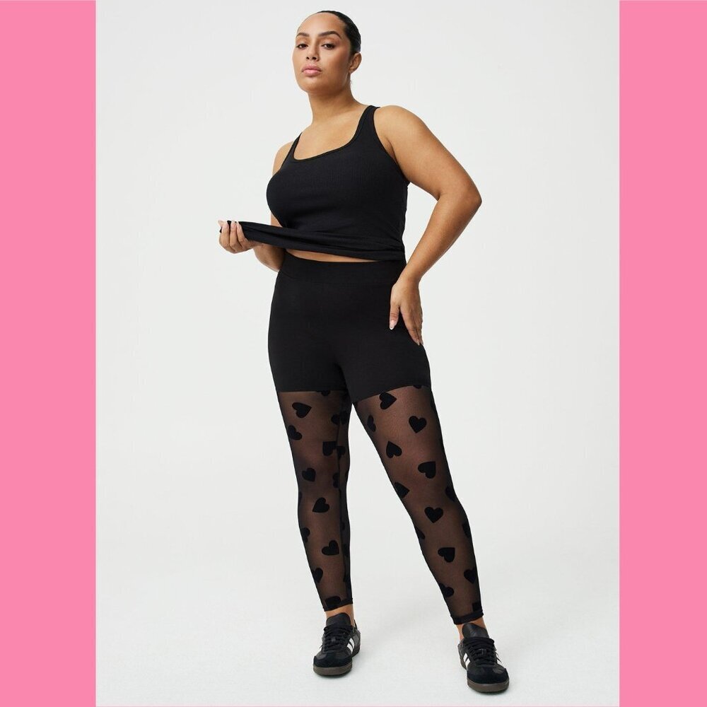 Torrid - Full-Length Flocked Legging in Hearty Black on Black​​